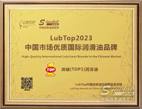 突破(TOP1)潤滑油斬獲LubTop年度獎項