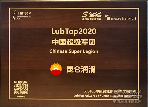 昆侖潤(rùn)滑斬獲LubTop2020中國(guó)超級(jí)軍團(tuán)獎(jiǎng)