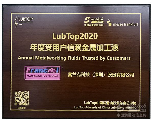實(shí)至名歸！富蘭克斬獲&ldquo;LubTop2020受用戶信