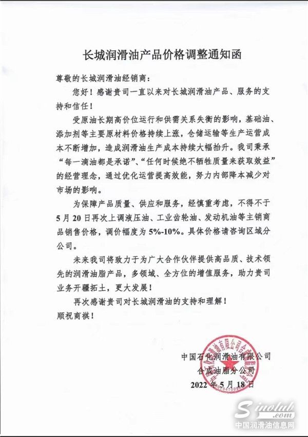 繼油價上調(diào)之后 尿素潤滑油也宣布漲價